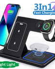 15W 3 In 1 LED Fast Wireless Charger For IPhone And Airpods Pro.