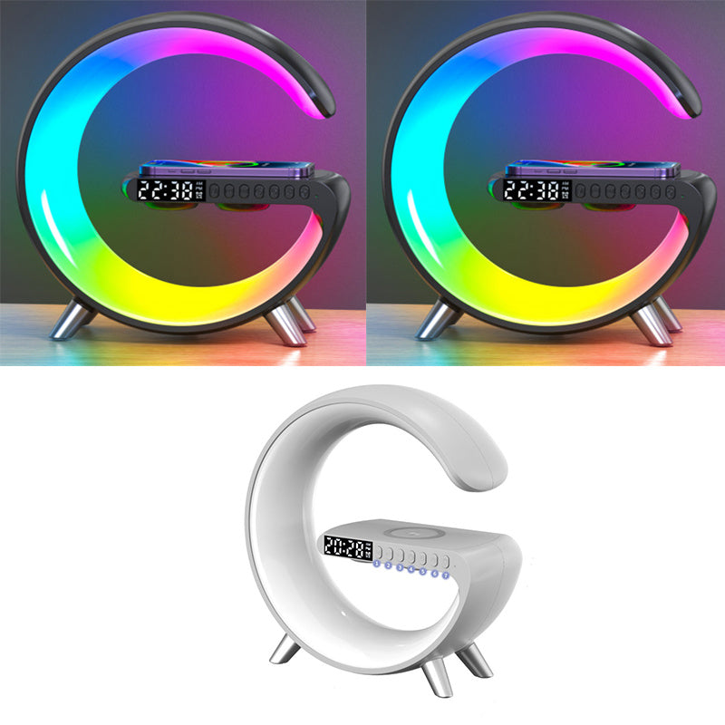 Smart G-Shaped LED Lamp with Bluetooth Speaker &amp; Wireless Charger